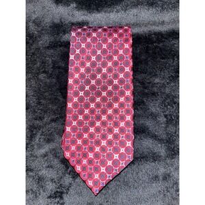 CULWELL & SON Dallas MEN'S TIE Red and Navy/GEOMETRIC 100% SILK Made in USA